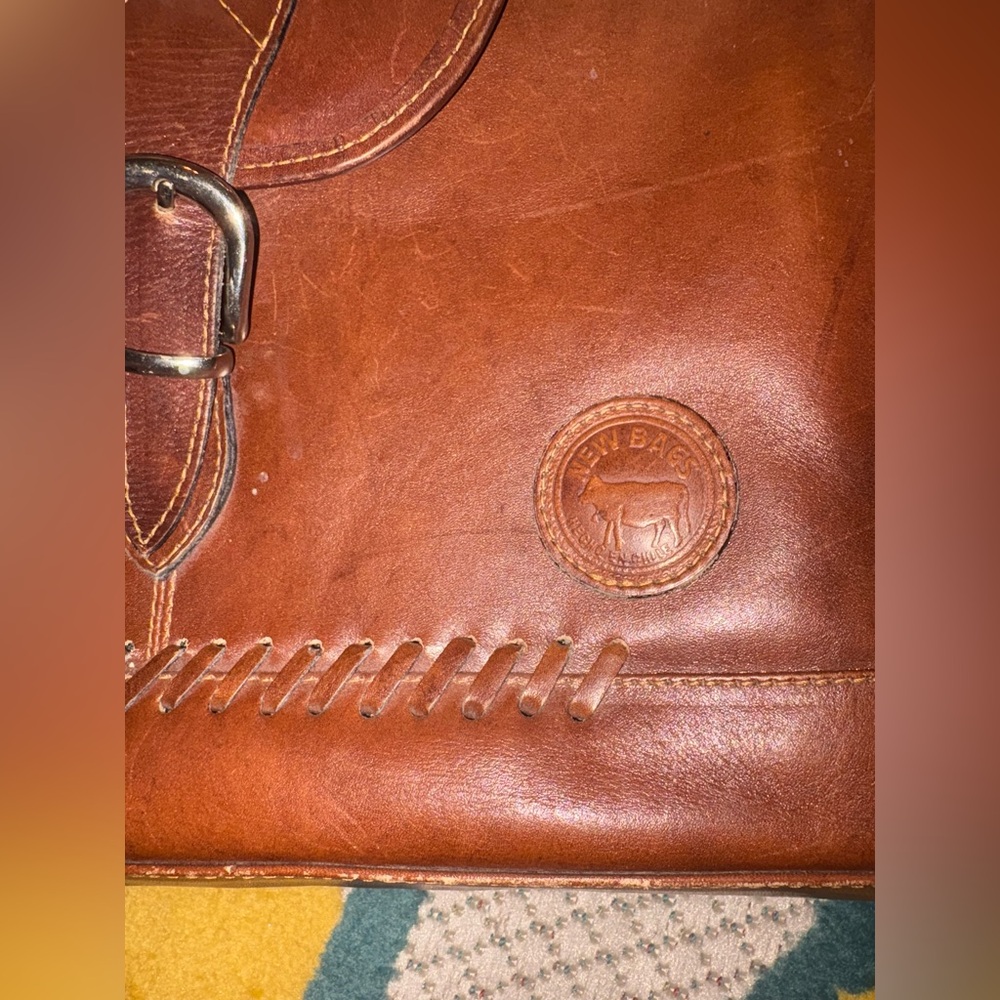 Vintage Handmade Chilean Leather Crossbody Satchel Purse Messenger Bag - Picture 11 of 11